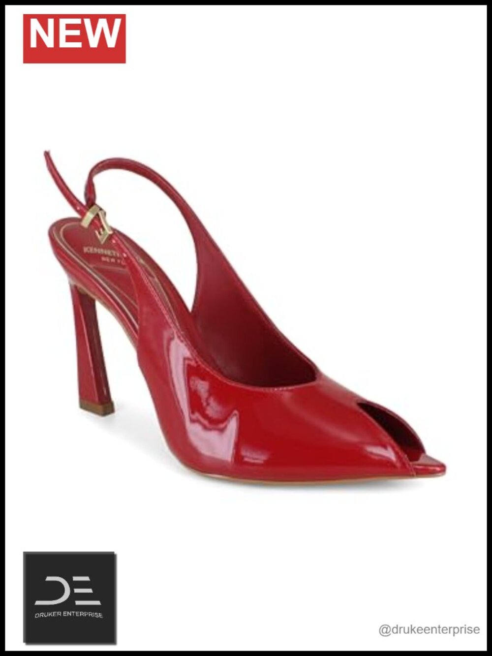 Leather Pointed Toe Pump with Adjustable Strap and Metal Heel Rand